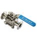 Sanitary Valves,3 piece,V-905MTC, 3 Piece Sanitary Ball Valves, Tube Bore, Clamp End